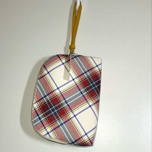 New Talbots Tartan Plaid Real and Vegan Leather Wristlet Purse - Picture 5 of 10